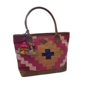 Krista Paige Handbags Multi Color Trinity tote Signed Camel Charm Tassel Leather